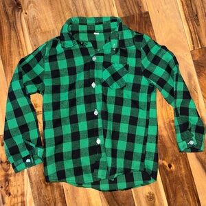 Boy Green Flannel Button Down Top sz 5-6